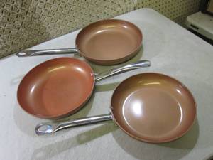 lot 224 image: 3 Copper Frying Pans  RM4...