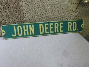 lot 232 image: Metal John Deere Rd Sign 36 x 6  ...