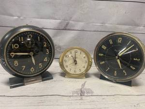 Vintage Antique Alarm Clocks (2 Big Ben, 1 Little Ben)