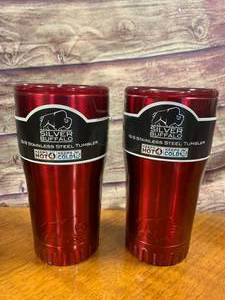 Lot of 2 New Silver Buffalo 188 Stainless Insulated 20oz Mug Tumbler