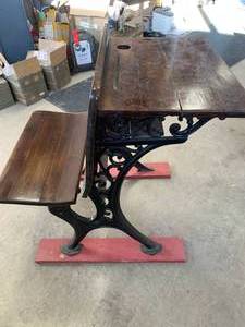 Antique Childs Cast Iron School Desk from New Victor