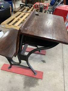 Antique Childs Cast Iron School Desk from ASCo3