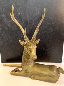 Large Vintage Brass Deer Figurine