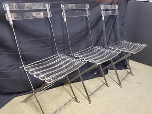 Set of Six Lucite Folding Chairs