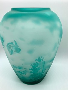 Unique Aqua Blue Vase by Ya