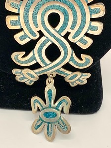 Southwestern Style Elaborate Sterling and Turquoise Necklace