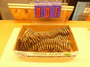 Flat of approx 250 machine gun blanks with belting. As shown.