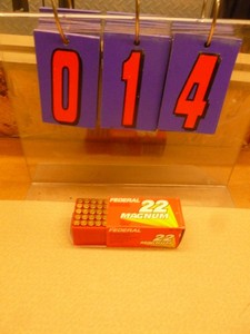 .22 mag ammo box of 50. As shown.