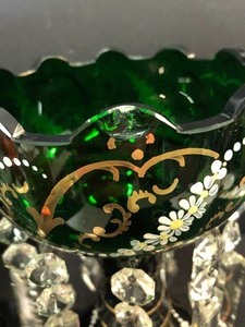 Pair of Antique Green Lusters