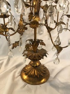 Large Bronze and Crystal Candle Holder
