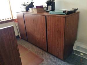 lot 9 image: MSRP $2400 High Quality LACASSE Concept 70 Extra High Double Bookcase Credenza - Adjustable Shelves & Locking Cabinets With Keys - Bourbon Cherry Finish (Limited Lifetime Warranty) - Excellent Condition Please see PDF For Price Guide