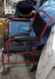 lot 29 image: Mobile Commode Toilet Bathroom Transport Shower Chair