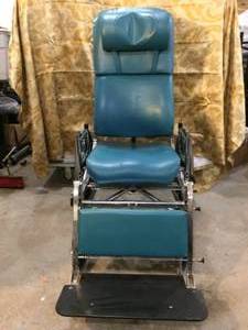 lot 44 image: WOW MSRP $7000 Invacare HTR Tilt & Recline Chair RECLINING WHEELCHAIR - Missing Armrests - No Tears To Upholstery