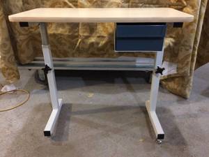 lot 60 image: Height Adjustable Medical Table with Side Drawer - Very Heavy Duty Table Excellent Condition