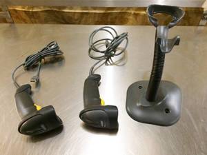 lot 62 image: Lot of 2 Symbol Laser Barcode Scanners and Stand