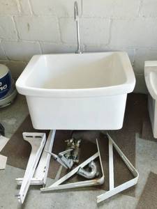 lot 71 image: MSRP $1800 American Standard&nbspSurgeons Wall Mounted Hands Free Commercial Extra Large Scrub Sink -&nbspVitreous China -&nbspSuper Nice Condition With All The Hardware