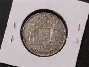 1944 Australian Florin, .925 Silver...