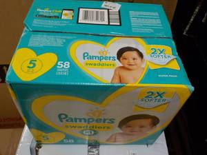 Box of 58 Pampers swaddlers 27 pou...