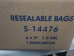 Box of Uline resealable 6x9 bags ...
