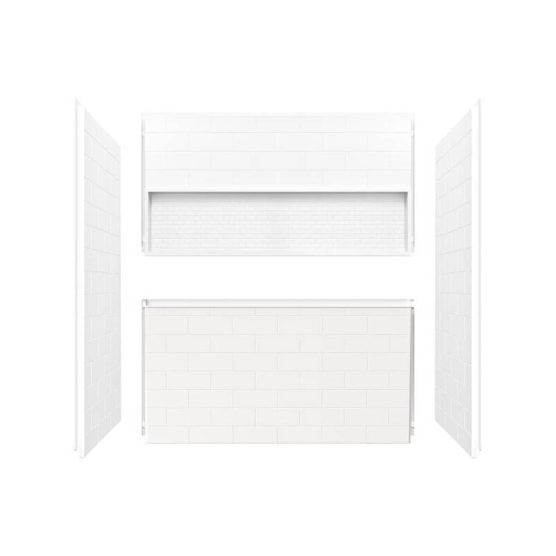 lot 102 image: Bootz Industries Nextile 30 in. x 60 in. x 60 in. 4-Piece Direct-to-Stud Alcove Tub Surround in White, Z041-5000