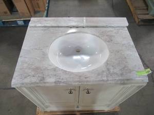lot 216 image: Home Decorators Collection Dellwood 30 in. W x 21.75 in. D Bath Vanity Cabinet in Antique White DDWV3022D