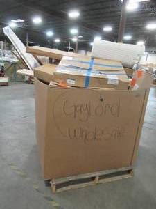 lot 120 image: WHOLESALE MIXED PALLET OF MISCELLANEOUS CABINET END PANELS, BUILDING MATERIALS AND MORE