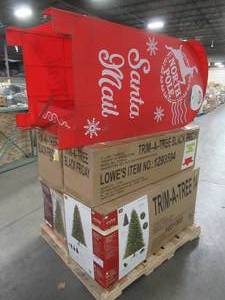 lot 127 image: WHOLESALE MIXED PALLET OF MISCELLANEOUS CHRISTMAS TREES AND SANTAS MAILBOX