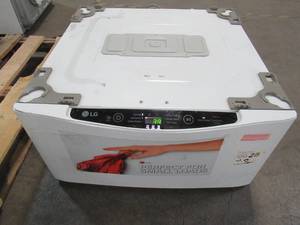 lot 140 image: LG Sidekick 1-cu ft 27-in Pedestal Washer In White WD100CW Untested - SLIGHT SCRATCH AND DENT, ELECTRONICS WORK