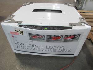 lot 141 image: LG Sidekick 1-cu ft 27-in Pedestal Washer In White WD100CW Untested - SLIGHT SCRATCH AND DENT, ELECTRONICS WORK