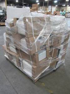 lot 142 image: WHOLESALE MIXED PALLET OF MISCELLANEOUS TOILET TANKS AND SEATS - Tanks Have Internal Plumbing, Missing Lids.