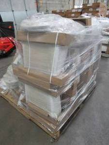 lot 143 image: WHOLESALE MIXED PALLET OF MISCELLANEOUS TOILET TANKS AND SEATS - Tanks Have Internal Plumbing, Missing Lids.