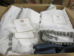 lot 109 image: Box of Assorted Curtain Panels & De...