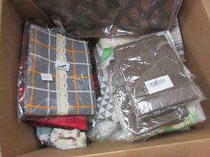 lot 118 image: Box of Assorted Table Cloths, Runne...