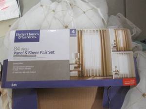 lot 142 image: 84 inch Panel & Sheer Pair Set...
