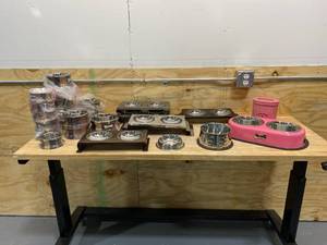 Lot of DogCat Food and Water Dishes