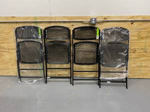 HDX Lot of 4-  Black Plastic Seat Foldable Folding Chairs