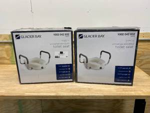 GLACIER BAY Lot of 2-  White Toilet Seat Safety Universal Elevated 4inch Height