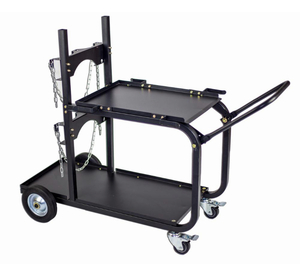 METAL MAN Steel SingleDual Bottle Heavy Duty Universal Welding Cart with Fold Down Handle