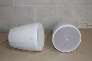 lot 106 image: PAIR of JBL Control 65 Commercial Weather Resistant Pro Audio Pendant Speakers