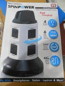 lot 56 image: 4-Outlets  6 USB Spin Power - The Ultimate Smart Charging Station