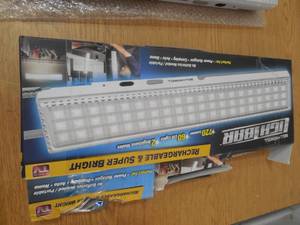 lot 75 image: Super Bright Portable Rechargeable 60 Integrated LED White Light Bar