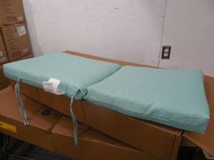 lot 145 image: (2) 20 x 44 Aqua Leala Texture High Back Outdoor Dining Chair Cushion