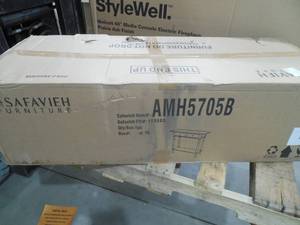 lot 148 image: NEW - Rosemary Distressed Black Storage Console Table