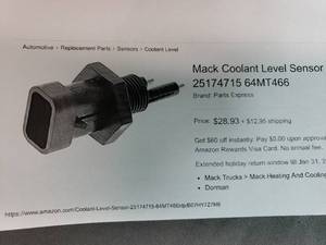 lot 101 image: Mack Coolant Level Sensor