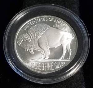 1 TROY OZ. .999 FINE SILVER INDIAN BUFFALO DESIGN IN AIRTITE