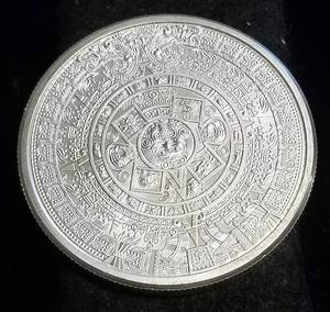 2 TROY OZ. .999 FINE SILVER AZTEC CALENDAR DESIGN