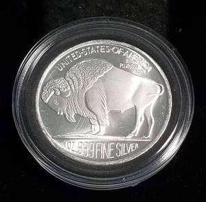 1 TROY OZ. .999 FINE SILVER INDIAN BUFFALO DESIGN IN AIRTITE