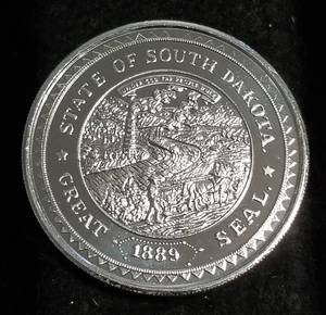 1 TROY OZ. .999 FINE SILVER SOUTH DAKOTA 1889-1989