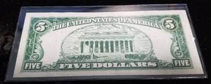 1934-C US BLUE SEAL $5 SILVER CERTIFICATE