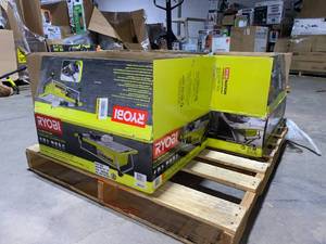 Pallet with Ryobi Table Tile Saws Open Boxes see pictures